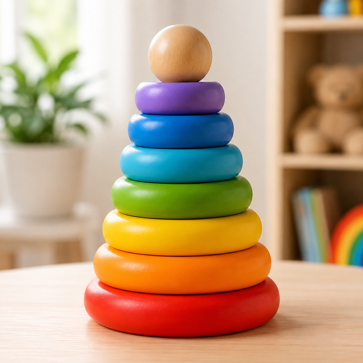 RainbowStack™ Wooden Color Sorting & Stacking Tower Puzzle for Kids